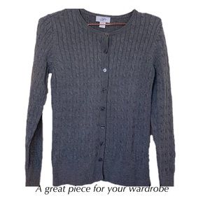 LOFT Cable Knit Small Gray Cardigan